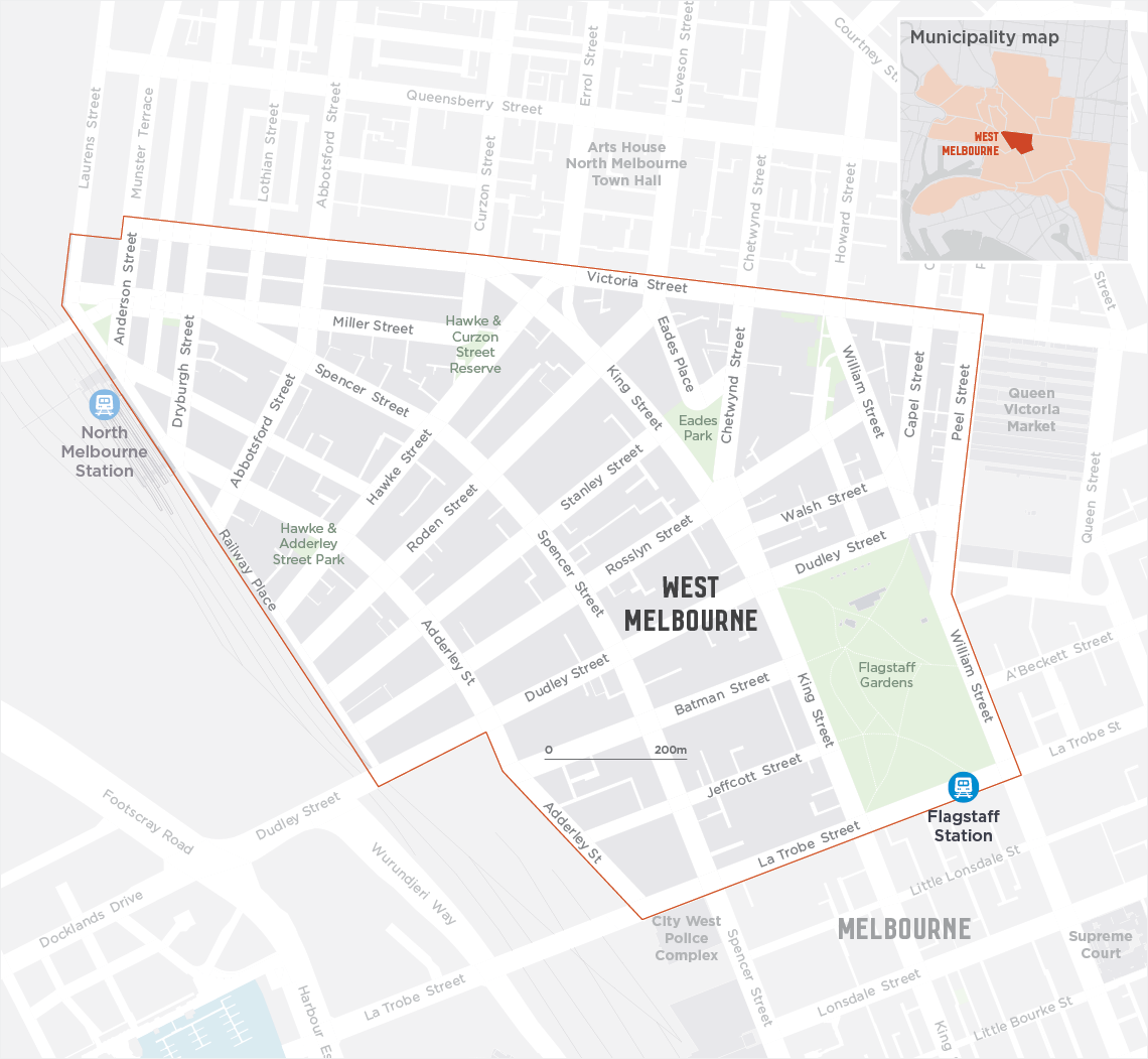 map of West Melbourne