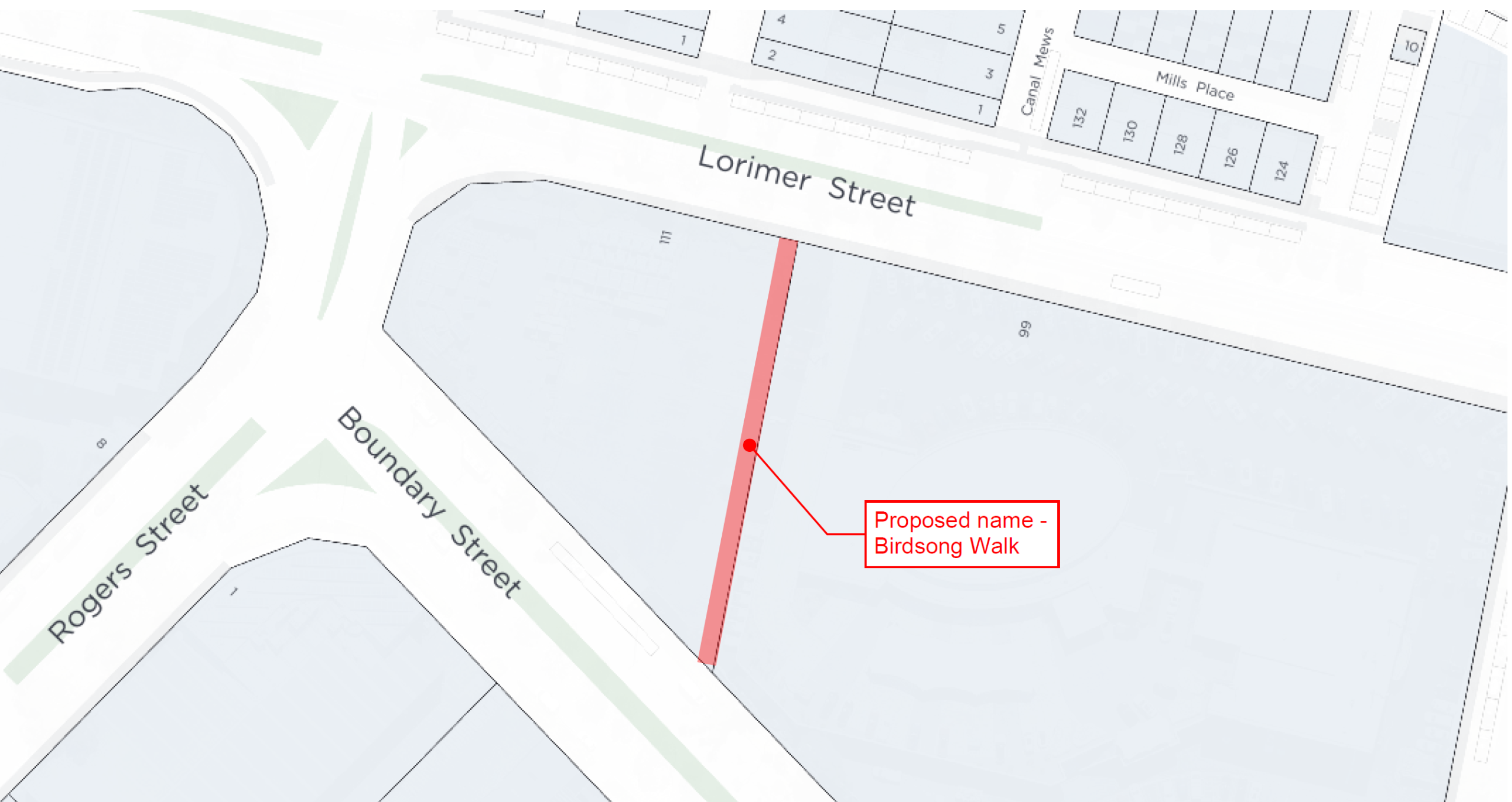 Map showing location of Birdsong Walk.