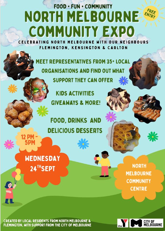 Poster flyer for North Melbourne community expo