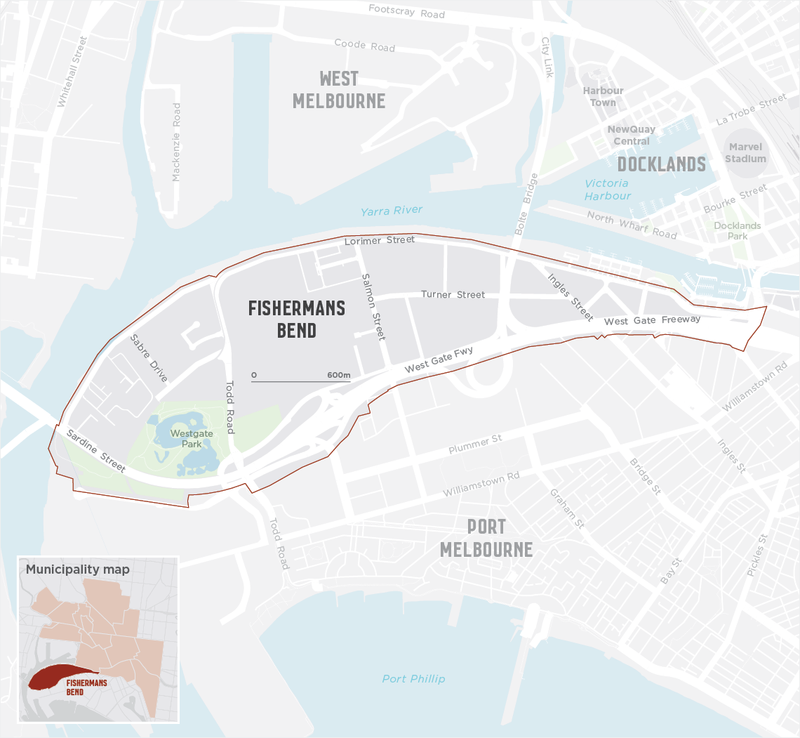 map of Fishermans Bend