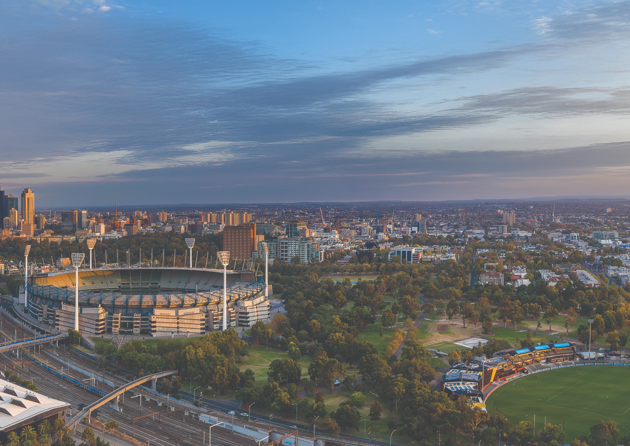 View of the MCG and Yarra Park in Melbourne