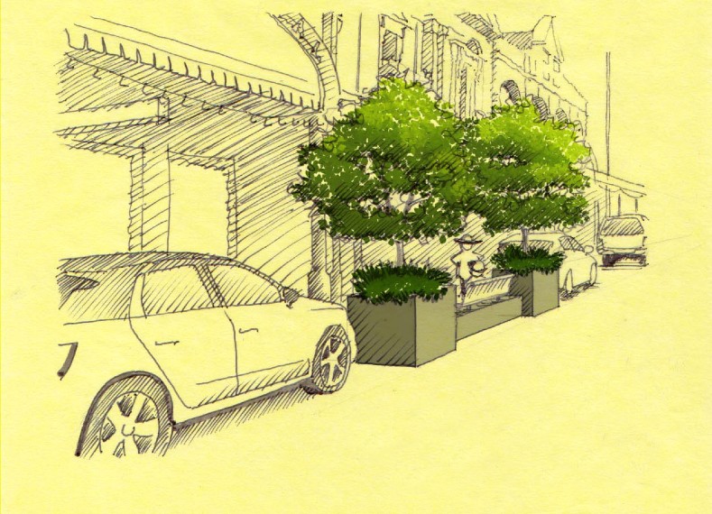 After: Artist impression of trees on Errol Street.