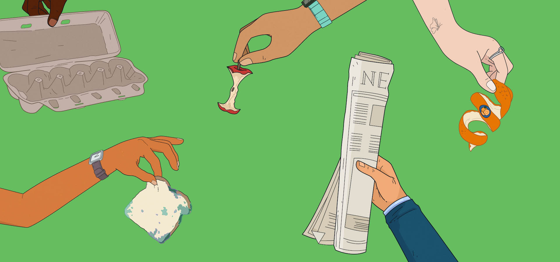 Illustration of waste and recycling 