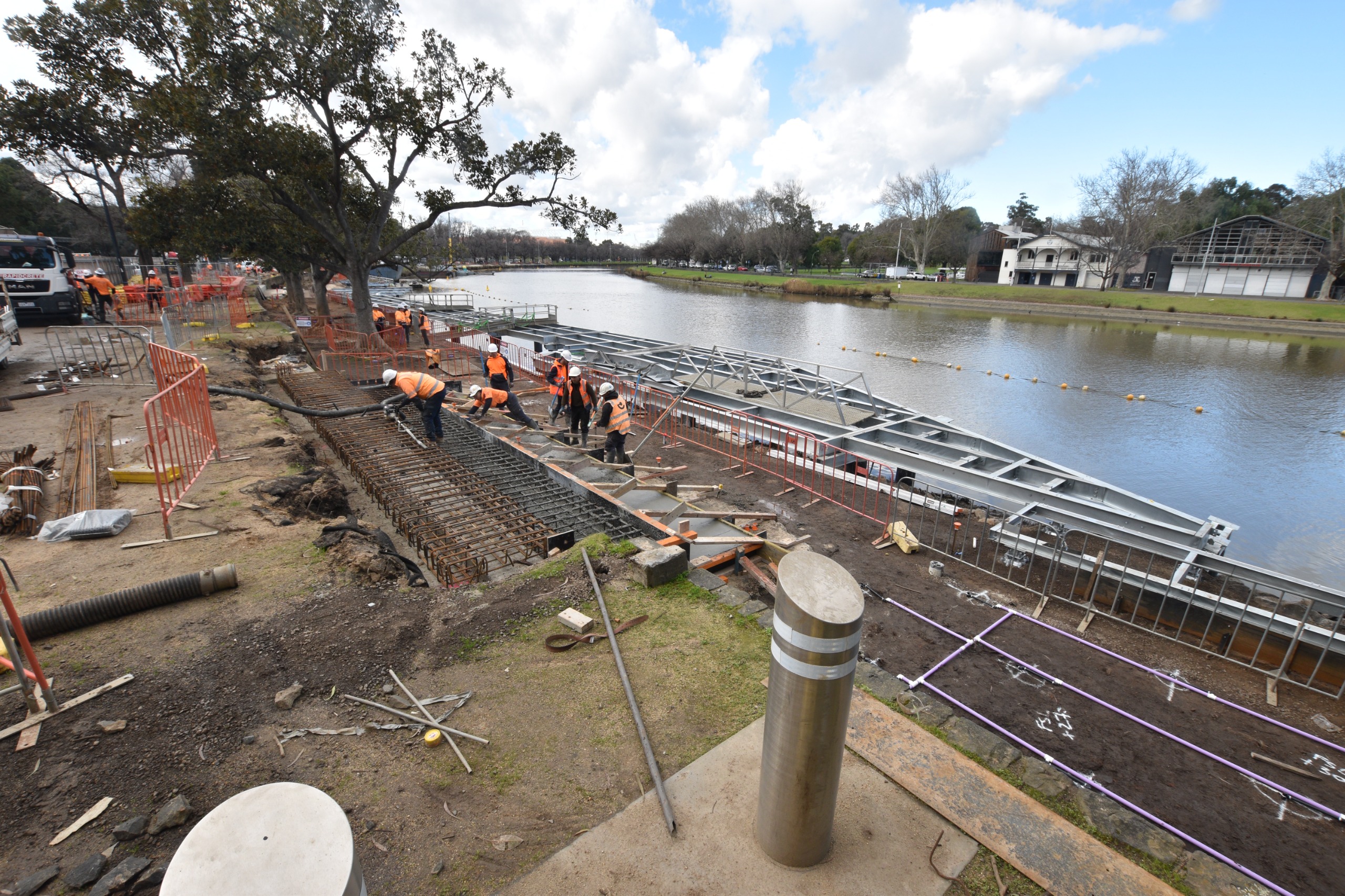 Construction workers on greenline site. 