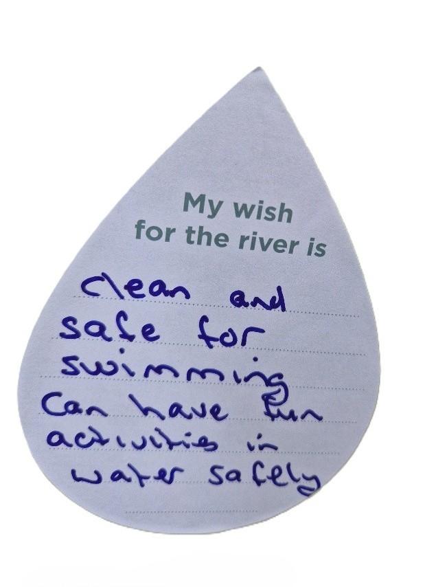 My wish for the river is [to have] clean and safe water for swimming [and] can have fun activities in water safely.